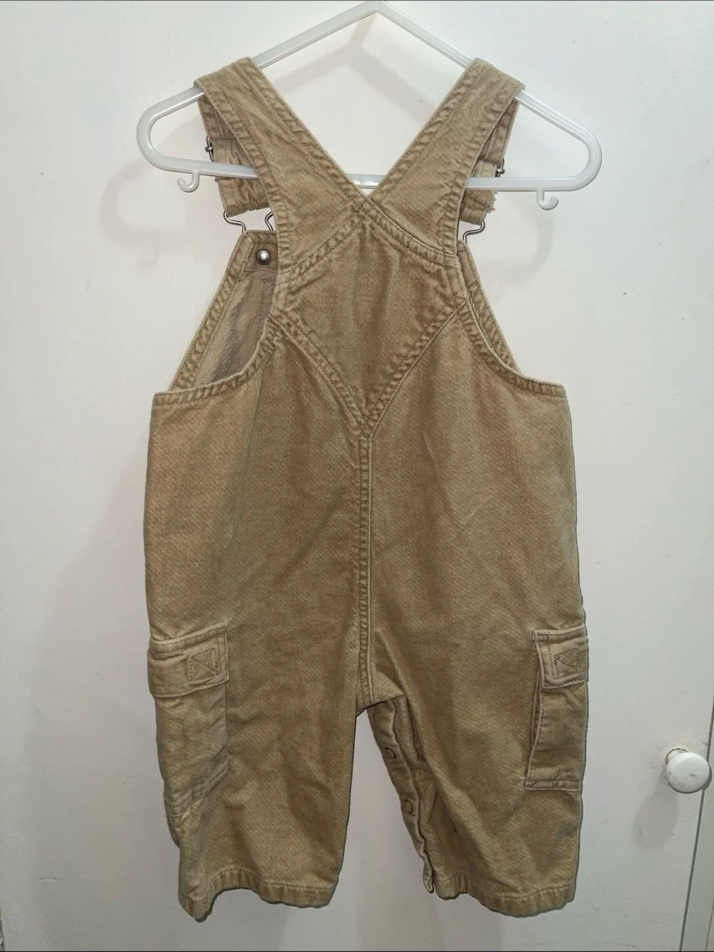 Vintage Baby GAP Beige/Tan Corduroy Kids Overalls Sz 6/12M